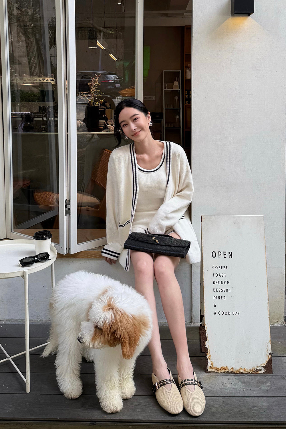 Afternoon Walk Knit Longline Button-Up Cardigan (菱格針織排釦中長版開襟外套) By mumm - Milu