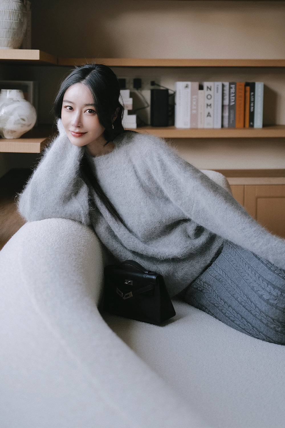 Plush Rabbit Hair Blend Knit Sweater (絨絨兔毛針織上衣)