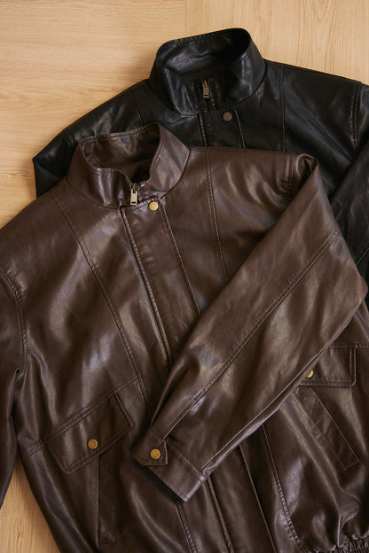 【預購】Rider Faux Leather Bomber Jacket (皮革飛行外套)