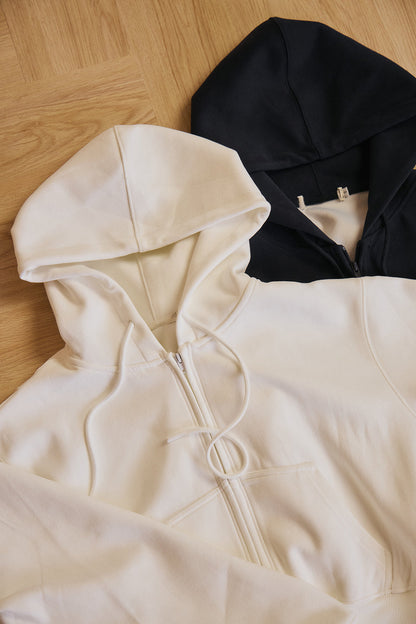 【預購】Zip-Up Cropped Hoodie Sweatshirt (重磅拉鍊連帽外套)