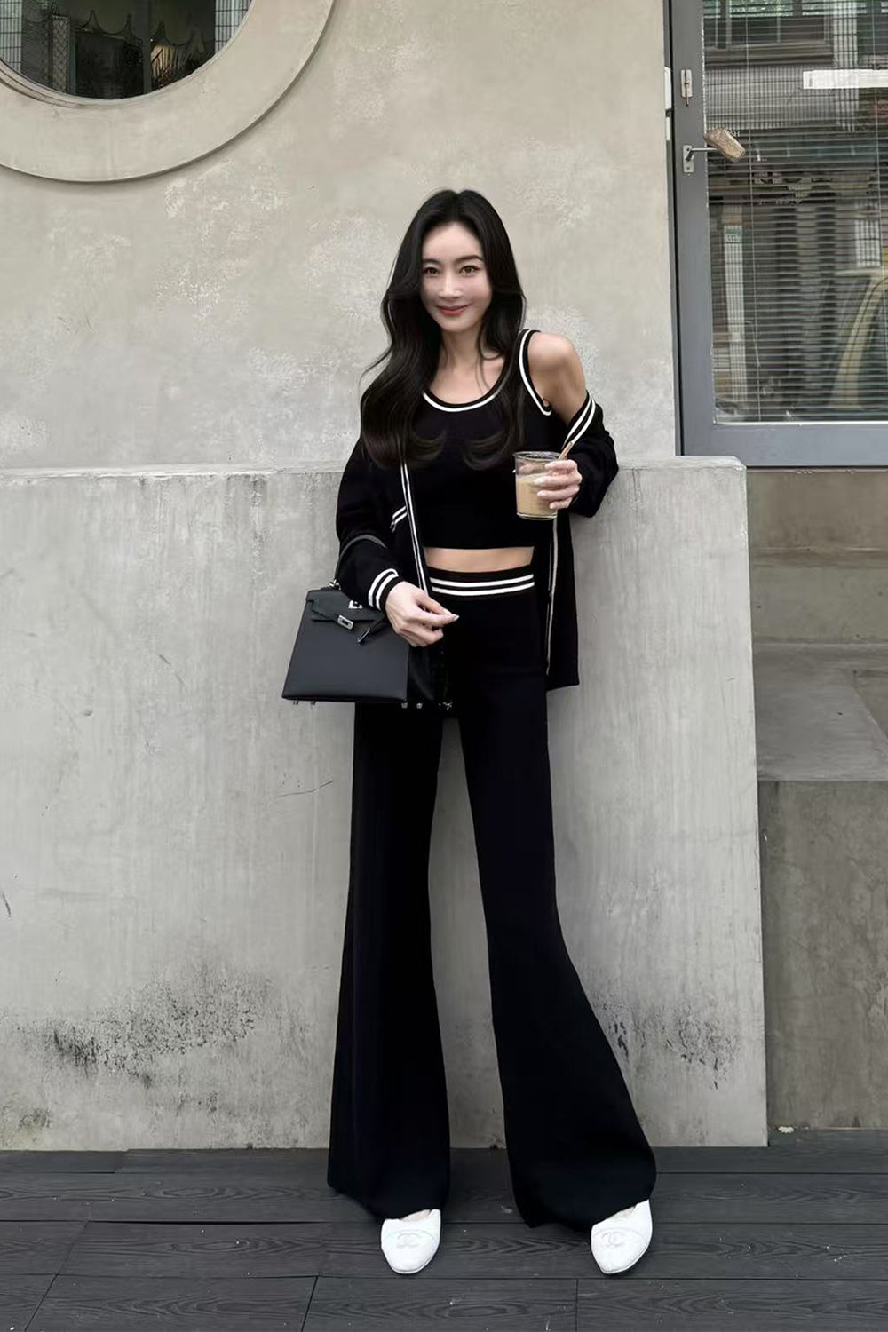 Afternoon Walk Knit Flared Pants (菱格針織喇叭褲) By mumm - Milu
