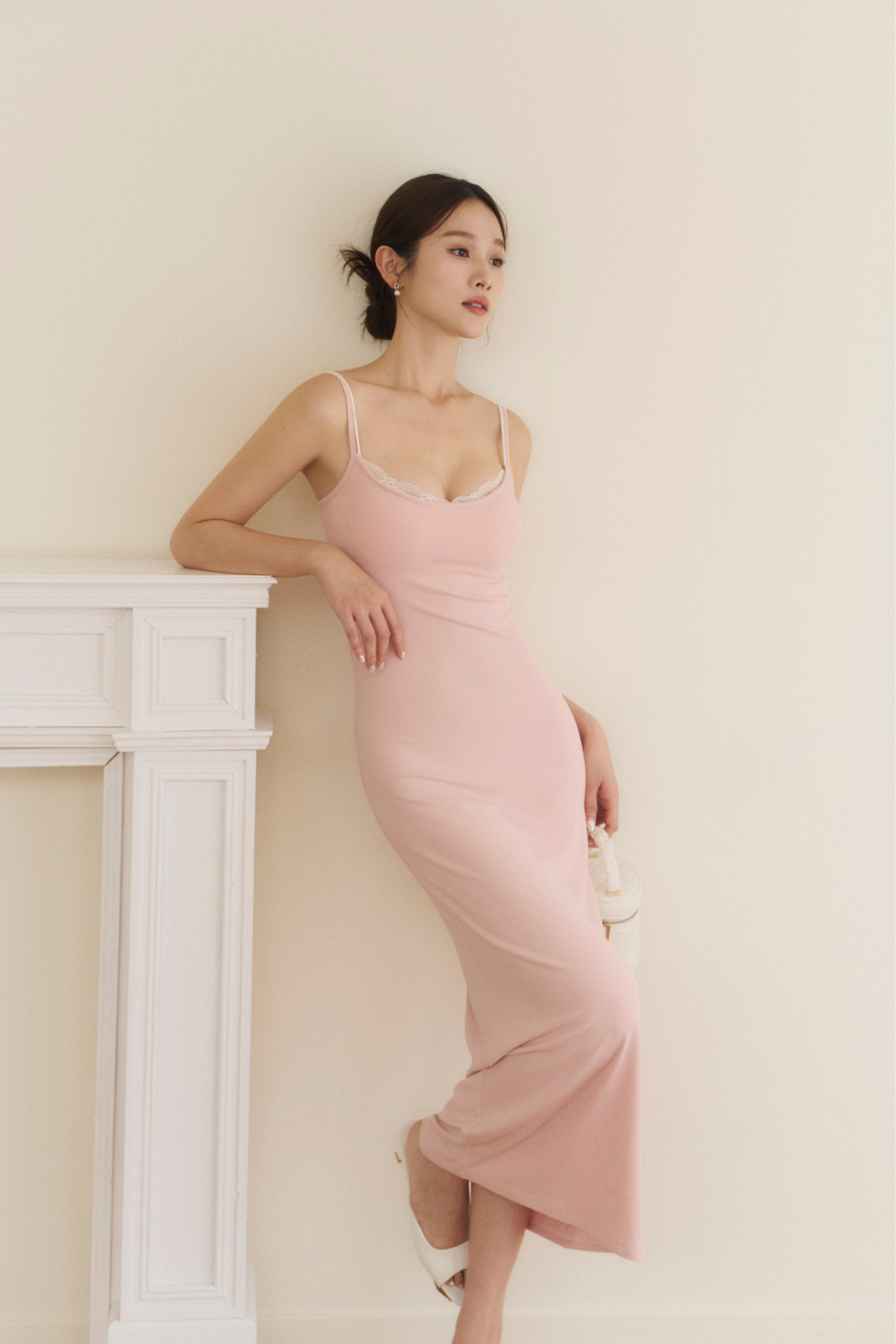 Lace Layered Modal Maxi Bra Dress<br/>蕾絲假兩件莫代爾長Bra Dress