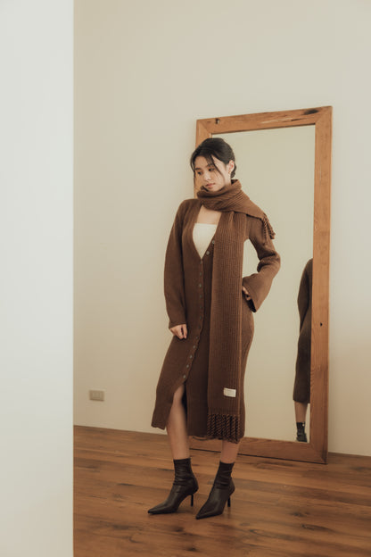 Wool Knit Long Cardigan (羊毛排釦罩衫)