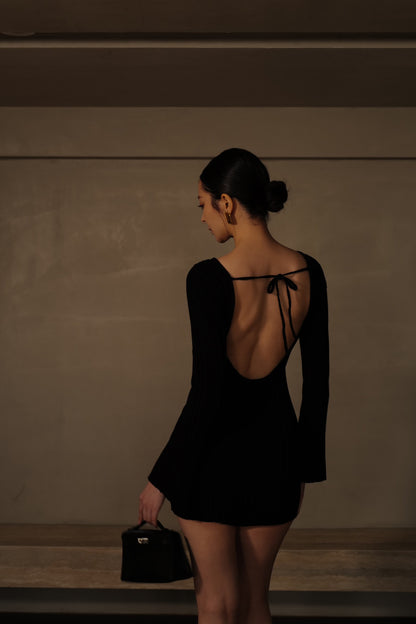 Wide Ribbed Knit Backless Bra Dress (露背襯墊洋裝)