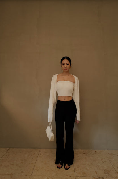 Wide Ribbed Knit Flare Pants (長腿喇叭褲)