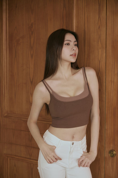 Fake Two Double Strap Bra Top (假兩件撞色雙肩帶)