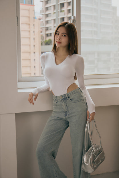 Push Up V-Neck Bodysuit (歐美深V連體Bra Top)