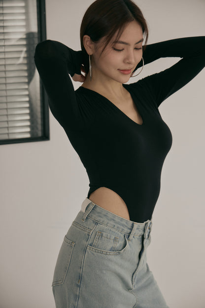 Push Up V-Neck Bodysuit (歐美深V連體Bra Top)