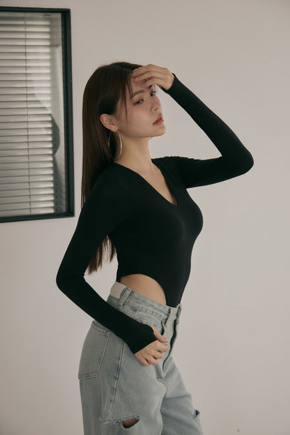 Push Up V-Neck Bodysuit (歐美深V連體Bra Top)