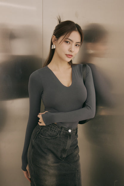 Push Up V-Neck Bodysuit (歐美深V連體Bra Top)