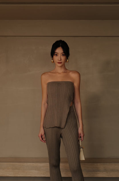 Wide Ribbed Knit Slit Strapless Bra Top (側開岔平口)