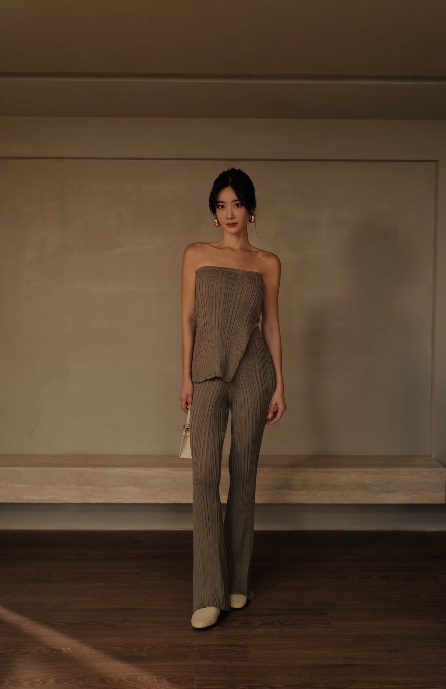 Wide Ribbed Knit Flare Pants (長腿喇叭褲)