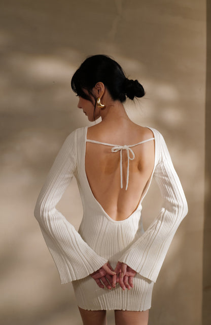 Wide Ribbed Knit Backless Bra Dress (露背襯墊洋裝)