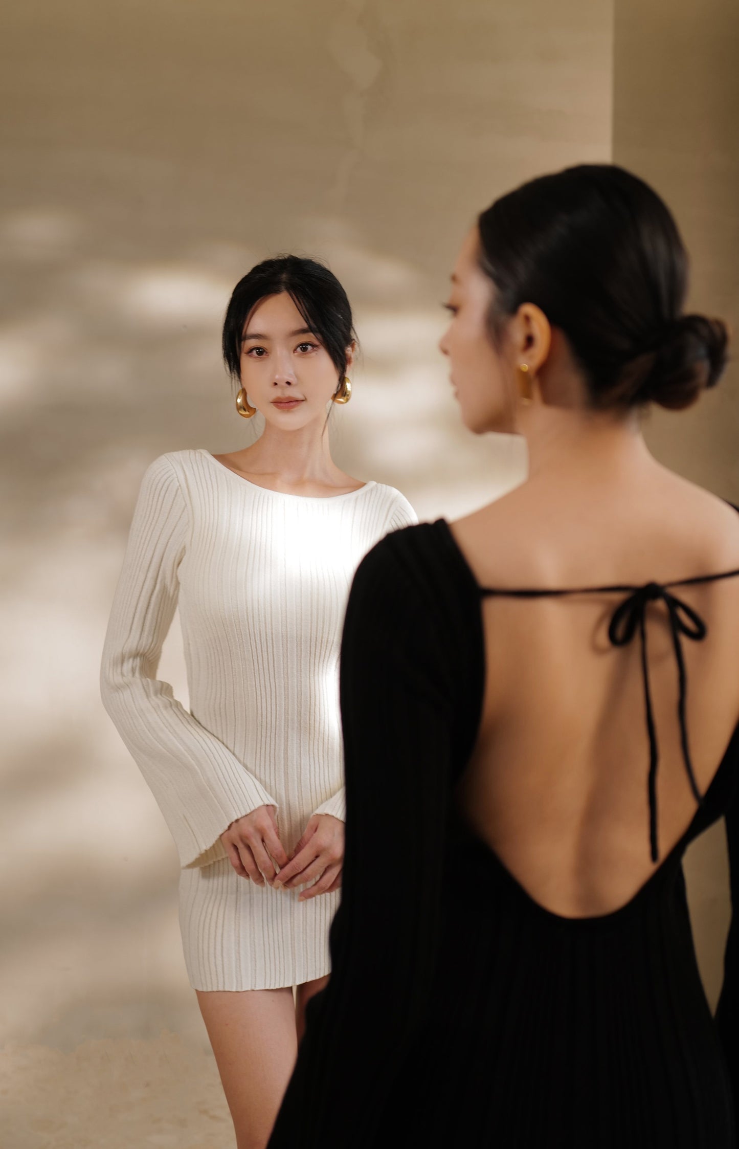 Wide Ribbed Knit Backless Bra Dress (露背襯墊洋裝)