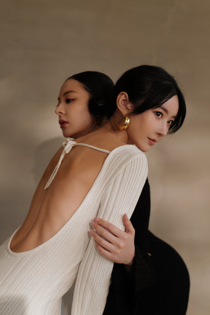 Wide Ribbed Knit Backless Bra Dress (露背襯墊洋裝)