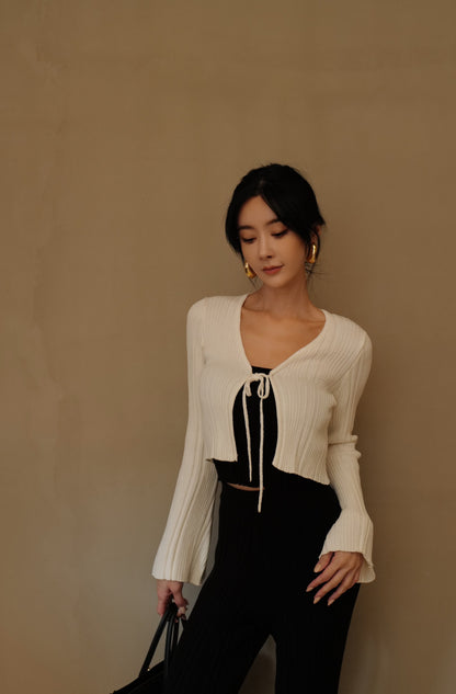 Wide Ribbed Knit Cardigan (針織綁帶小外套)