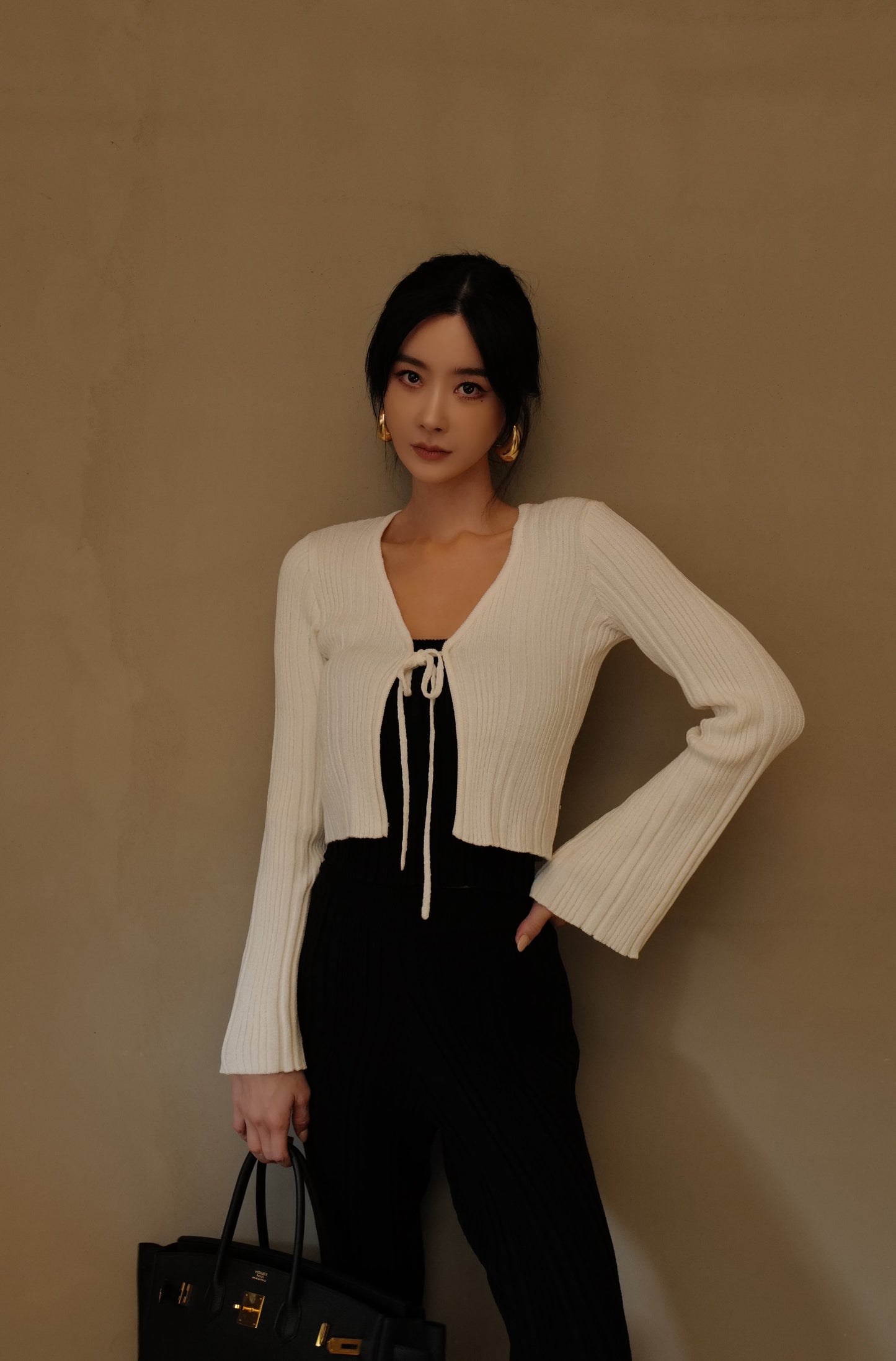 Wide Ribbed Knit Cardigan (針織綁帶小外套)