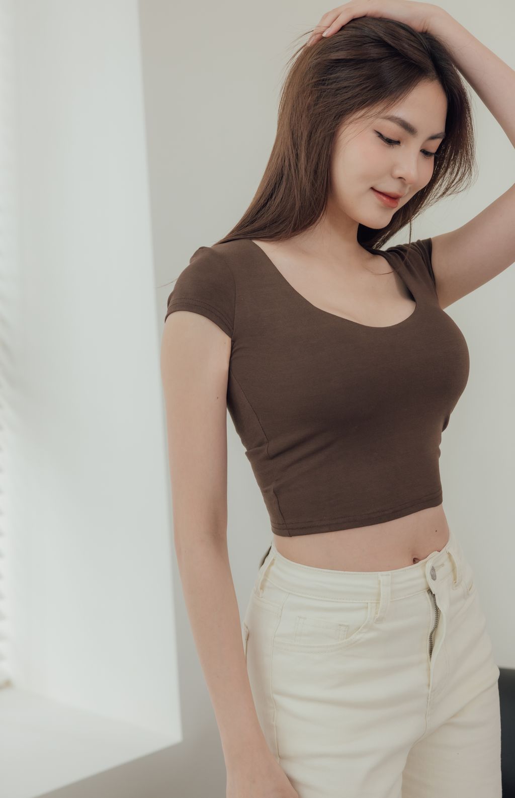 Round Neck Short Sleeve Bra Top (美胸圓領) By Beigy - Milu