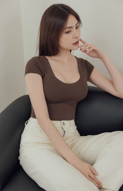 Round Neck Short Sleeve Bra Top (美胸圓領) By Beigy - Milu