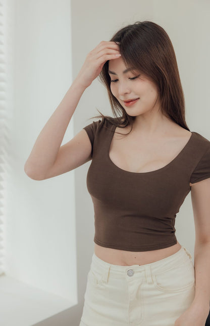 Round Neck Short Sleeve Bra Top (美胸圓領) By Beigy - Milu