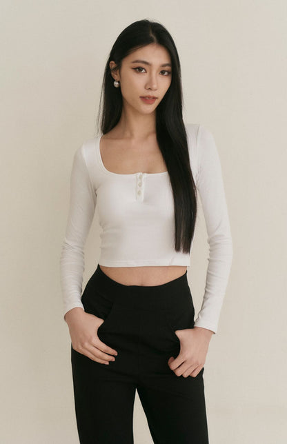 Front Button Long Sleeve Bra Top (美式可開釦長袖Bra Top)