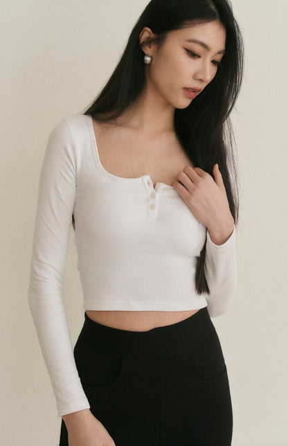 Front Button Long Sleeve Bra Top (美式可開釦長袖Bra Top)