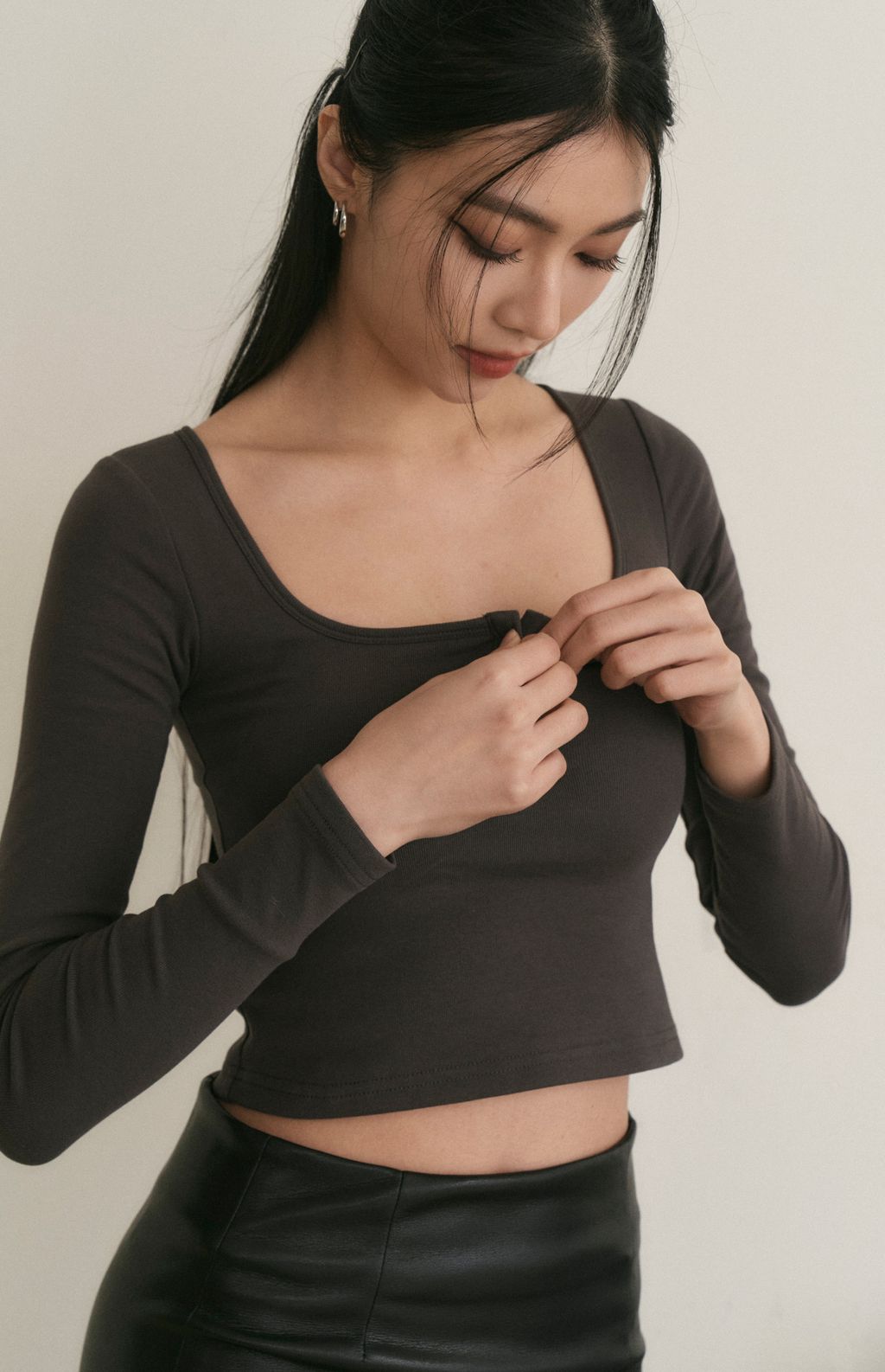 Front Button Long Sleeve Bra Top (美式可開釦長袖Bra Top)