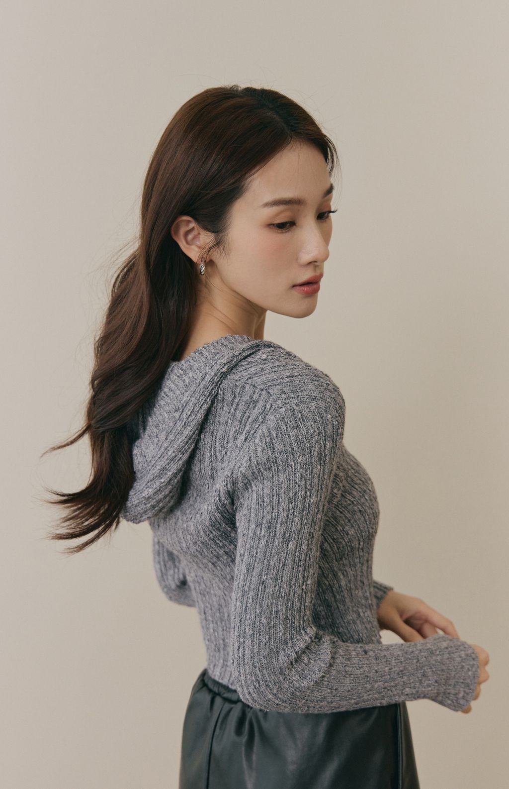 Soft Skin Hooded Cardigan (親膚混色針織連帽外套)