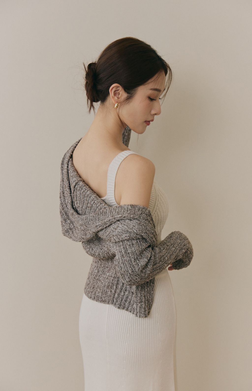 Soft Skin Hooded Cardigan (親膚混色針織連帽外套)