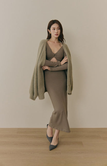 Front Twist Maxi Bra Dress (美胸扭結磨毛Bra Dress)