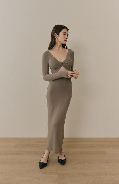 Front Twist Maxi Bra Dress (美胸扭結磨毛Bra Dress)