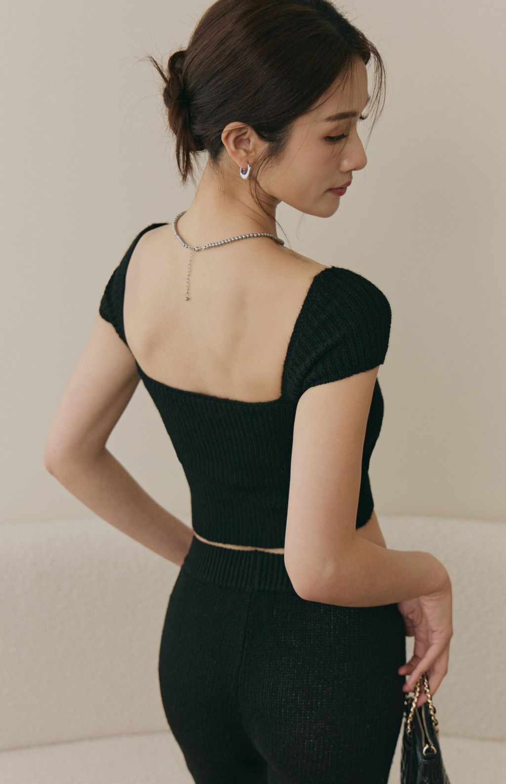 Wide Ribbed Rounded Neck Bra Top (美胸方領毛織Bra Top)