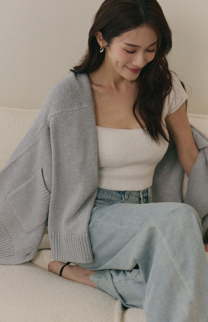 Wide Ribbed Rounded Neck Bra Top (美胸方領毛織Bra Top)