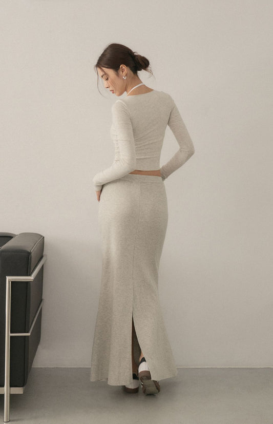 Space Cotton Back Slit Skirt<br/>後開衩魚尾太空棉裙