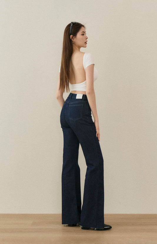 (現貨) -5kg Slim fit Jean<br/>顯瘦側車線不收邊牛仔褲 -【深藍 XS】