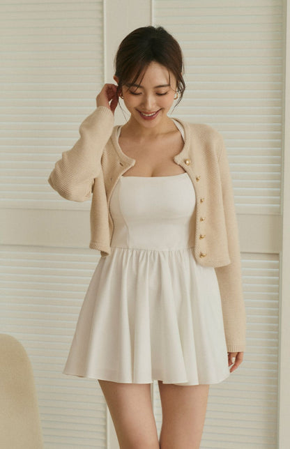 Cropped Rib Knit Cardigan<br/>法式圓襬包邊針織外套