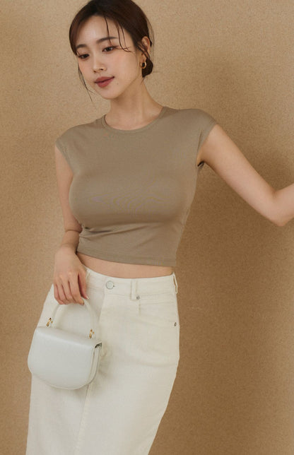 Tencel Open Back Short Sleeve Bra Top<br/>天絲美背綁帶短袖Bra Top