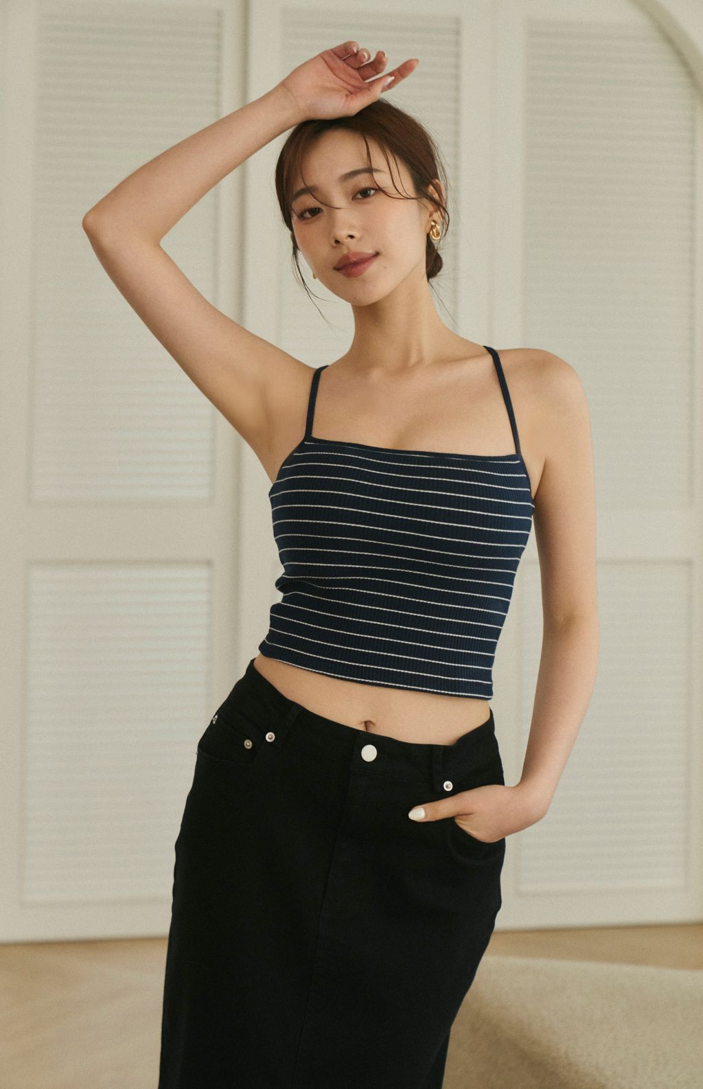 Stripe Ribbed Bra Top<br/>條紋針織美背Bra Top