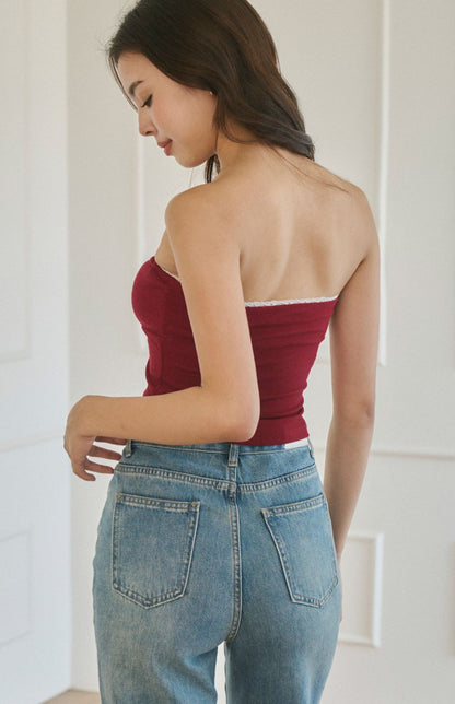 Scratched Lace Strapless Bra Top<br/>甜辣抓皺蕾絲平口BraTop
