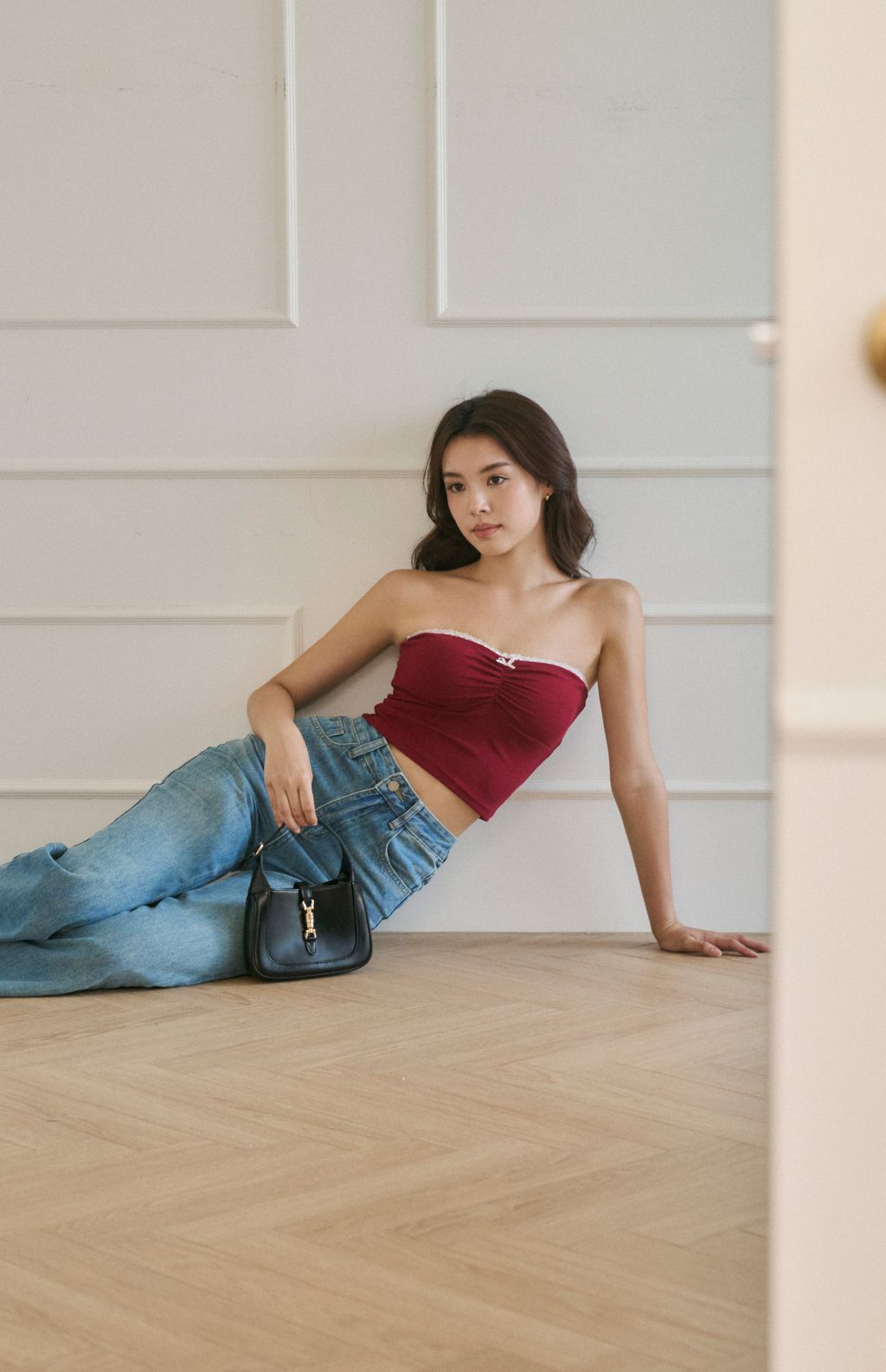 Scratched Lace Strapless Bra Top<br/>甜辣抓皺蕾絲平口BraTop