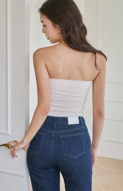 Scratched Lace Strapless Bra Top<br/>甜辣抓皺蕾絲平口BraTop