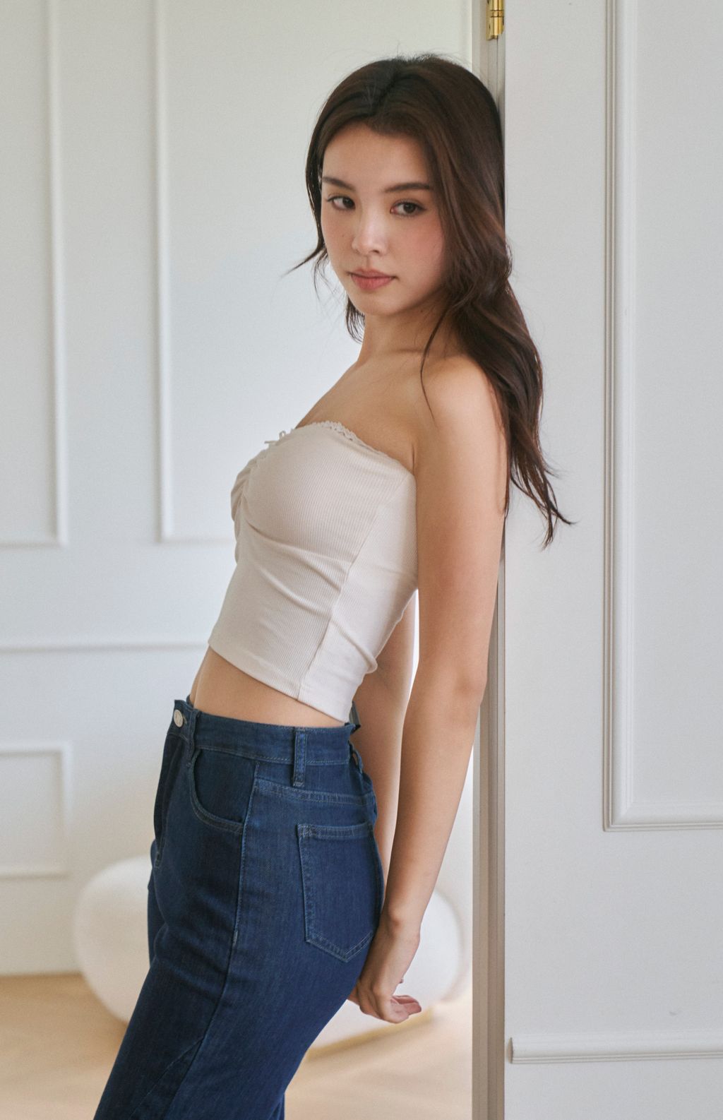 Scratched Lace Strapless Bra Top<br/>甜辣抓皺蕾絲平口BraTop