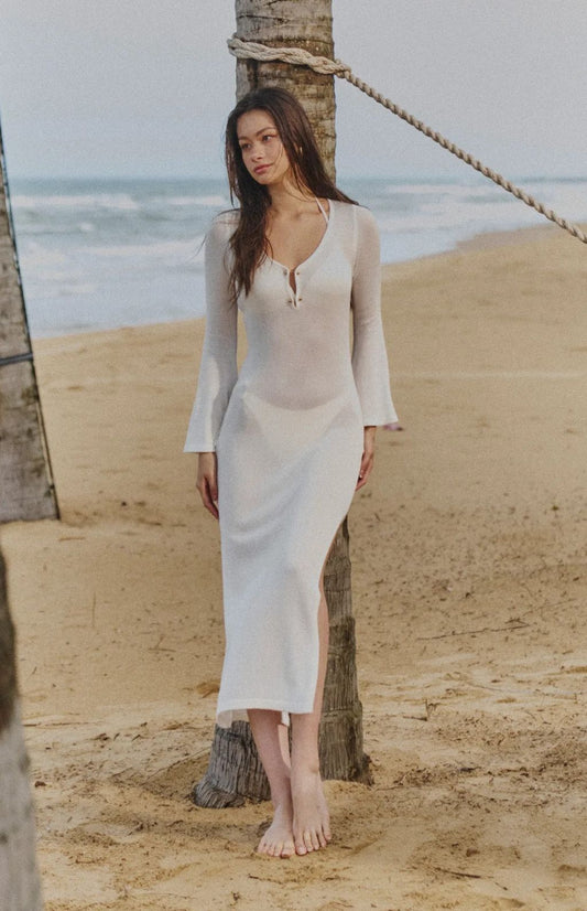 Mercerized Cotton Coverup Dress<br/>絲光針織罩衫長洋