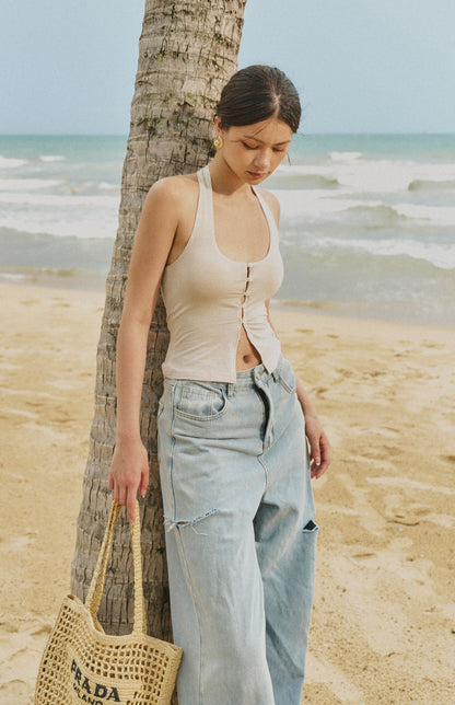Delicate Sparkle Halter Bra Top<br/>細閃心機鏤空Bra Top