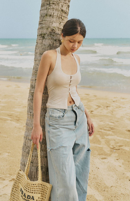Delicate Sparkle Halter Bra Top<br/>細閃心機鏤空Bra Top
