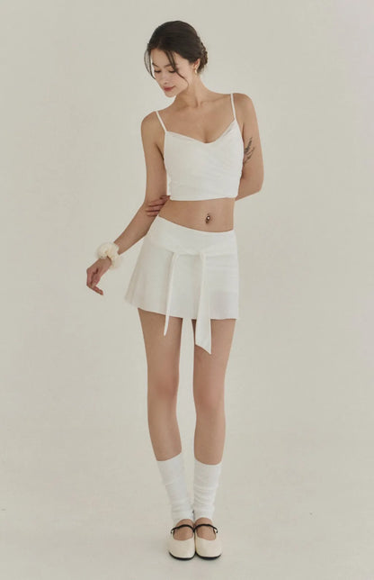 Sheer Mesh Ruched Plunge Bra Top<br/>V領網紗抓皺Bra Top