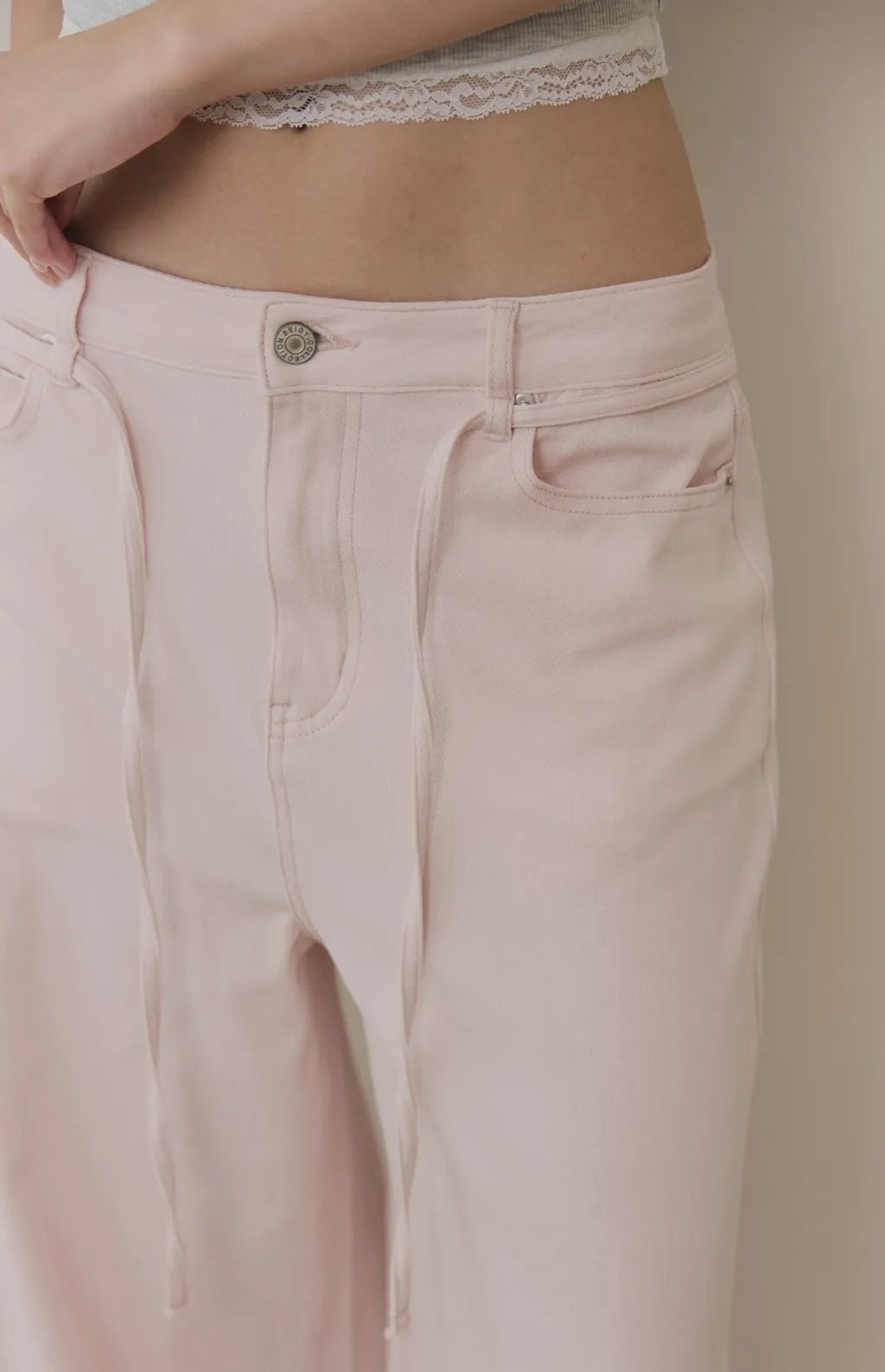 Drawstring Soft Denim Wide-Leg Jeans<br/>抽繩腰帶軟牛仔寬褲