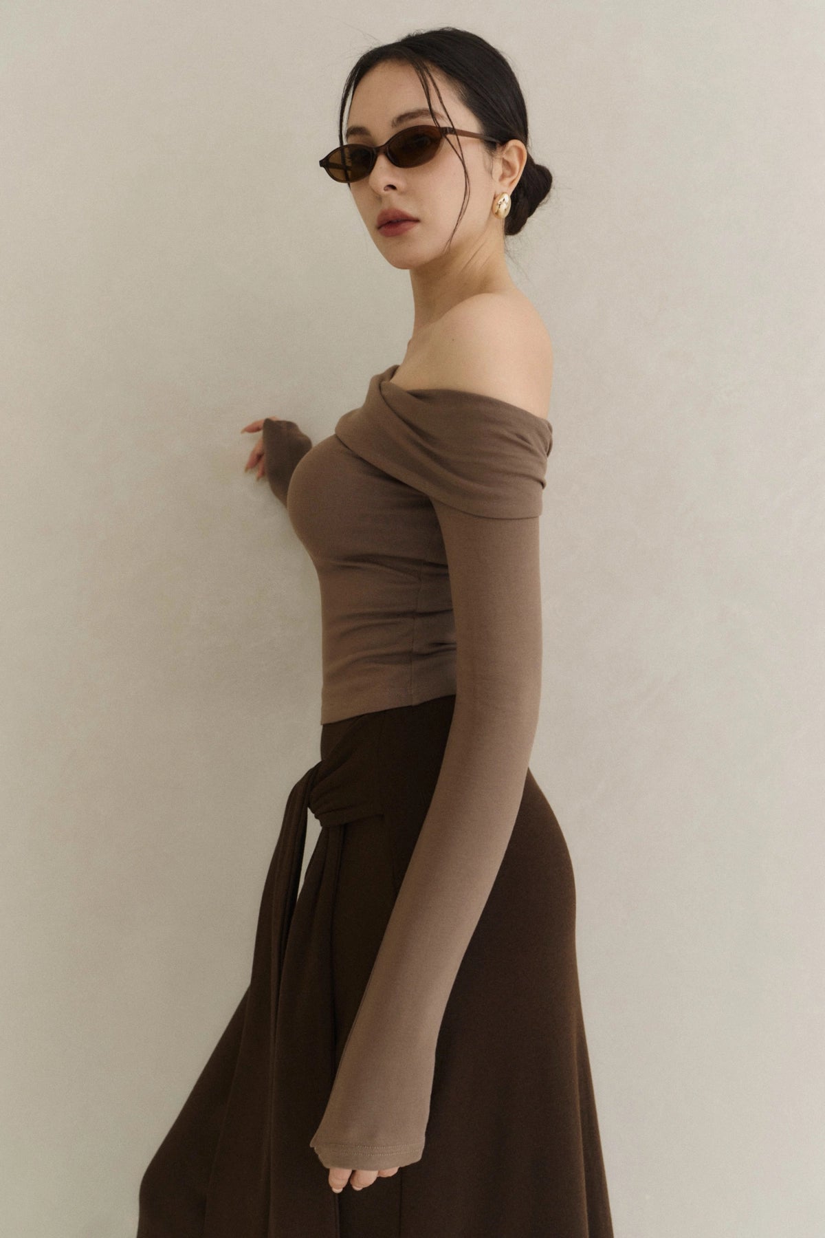 (最後現貨) Cozy Wool-Blend Tie-Waist Long Skirt<br/>羊毛假兩件綁帶裙 -【XS】