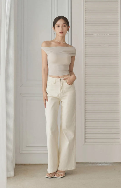 Twist Asymmetric Off-Shoulder Bra Top<br/>扭結斜肩Bra Top
