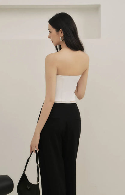 Side Zipper Strapless Bra Top<br/>側拉鏈造型平口Bra Top